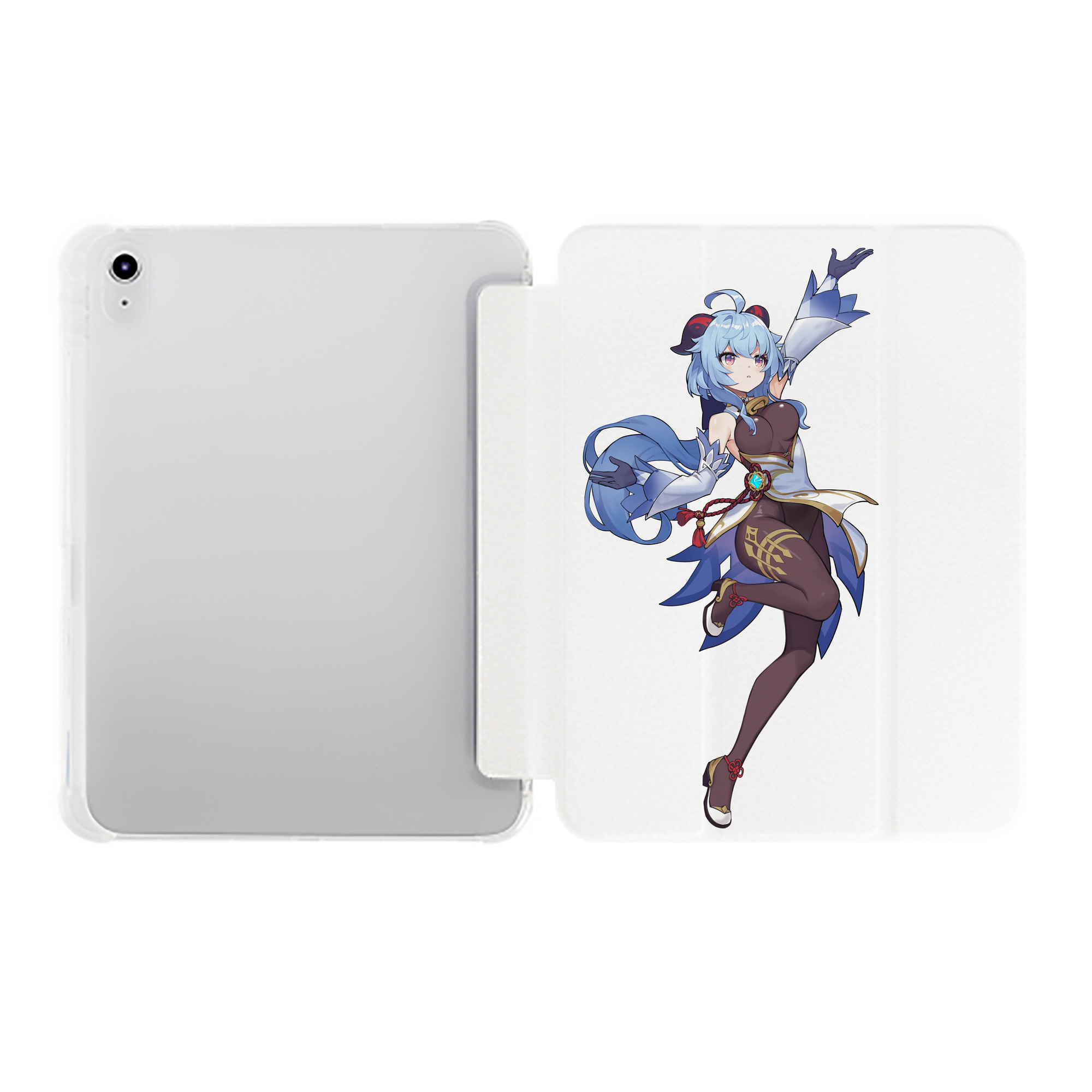 げんし神 甘雨 かんう genshin Ganyu IPad ケース ペン収納付き 三つ折りスタンド PUレザー×シリコン 対応機種9.5/10.5/10.9インチ
